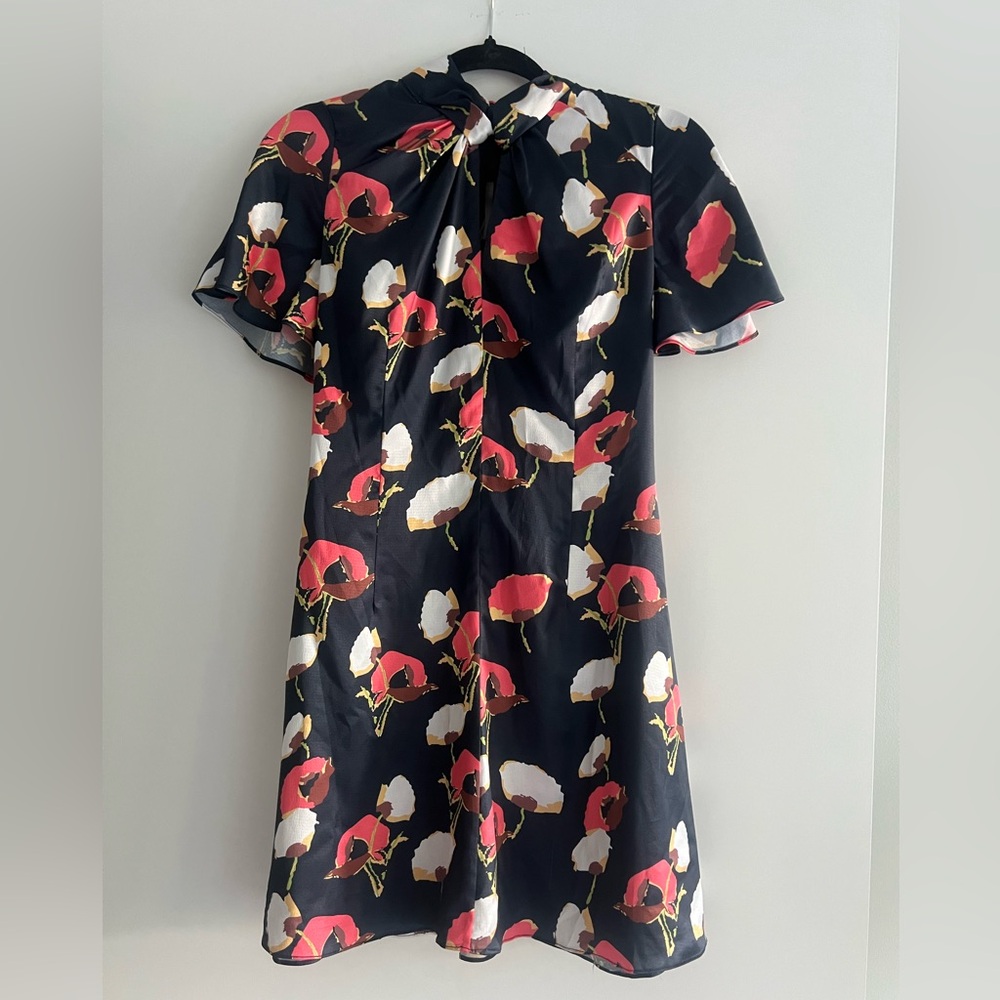 Foxie Dox Navy Floral Silk Dress